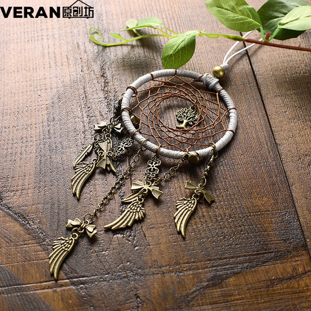 Retro Dreamcatcher Home Furnishing Car Interior Decoration Feather Crafts Bronze Pendant Gift Xr032