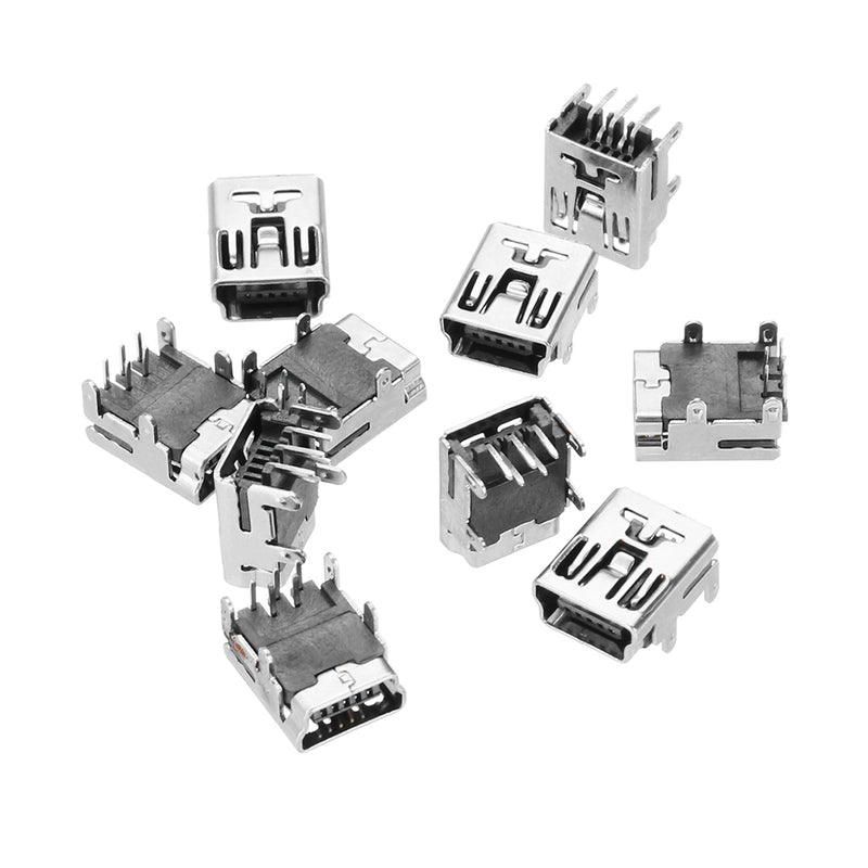 10pcs MINI Full Pin 90 Degree Female Socket Connector Charging Socket USB Socket Interface