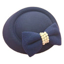 Bow Small Hat Stewardess Hat Hair Clip, Navy blue D2V4