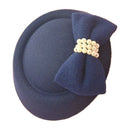 Bow Small Hat Stewardess Hat Hair Clip, Navy blue D2V4