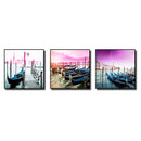 Miico Hand Painted Three Combination Decorative Paintings Shipside Wall Art For Home Decoration