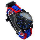 IPRee 7 In 1 EDC Survival Compasss Bracelet Watch 3ATM Waterproof Emergency Paracord Wristband