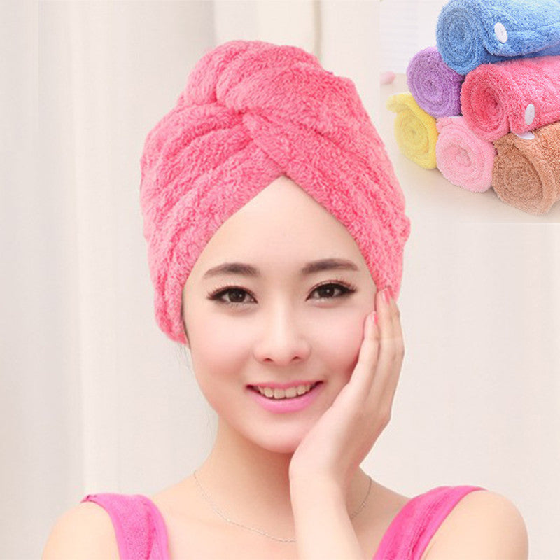 Honana BX-577 Bathroom Coral Elastic Band Quick Drying Bath Towel Hair Drying Cap Salon Spa Towel