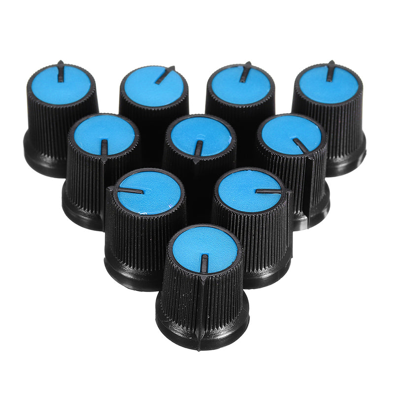 10Pcs Red/Blue/Orange/Grey/Green/White/Yellow Plastic For Rotary Taper Potentiometer Hole 6mm Knob