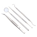 4 Pcs PVC Stainless Steel Oral Mirror Probe Dental Care Tools Tartar Remover