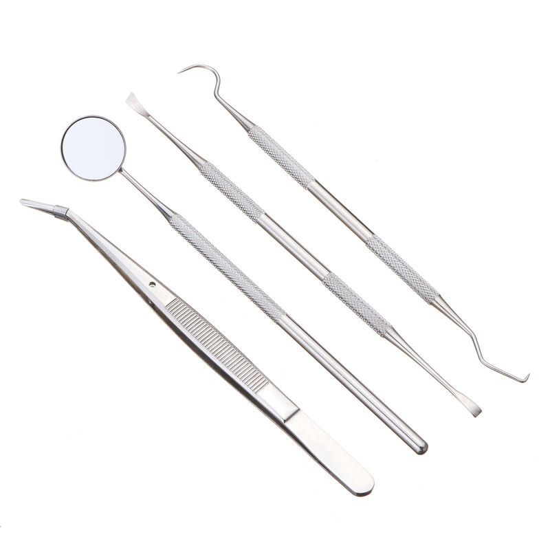 4 Pcs PVC Stainless Steel Oral Mirror Probe Dental Care Tools Tartar Remover