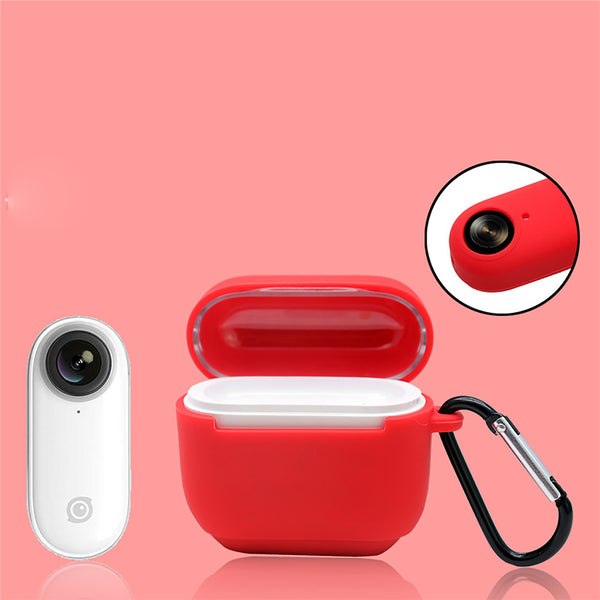 Bakeey Silicone Case for Insta360 Go Charging Box Shockproof Protective Case with Carabiner for Insta360 GO Charging Box