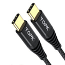 TOPK 60W PD USB C to Type C Quick Charging Data Cable For Xiaomi Mi9 HUAWEI MAte30 Pro 5G Pocophone MacBook