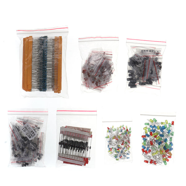 Metal Film Resistor Assortment kit LED Diodes Electrolytic Capacitor Ceramic Set Transistor Plastic Bag Package DIY Electronic Components Kits