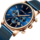 CRRJU 2266 Fashion Full Steel Mesh Calendar Chronograph 24hours Men Quartz Watch