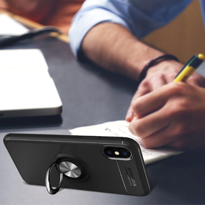 C-KU 360 Rotating Ring Grip Kicktand Protective Case For iPhone