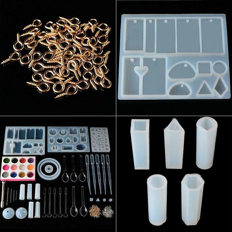 83pcs DIY Silicone Casting Molds Tools Jewelry Pendant Resin Mould Set with Bag