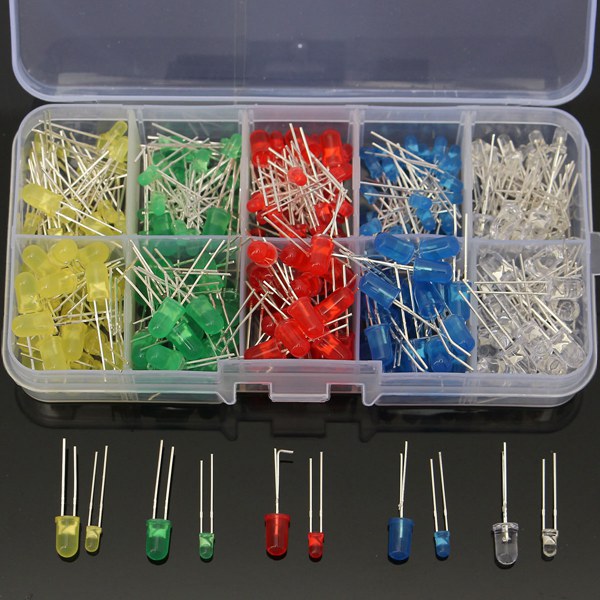 300Pcs 3mm 5mm LED Diode 10 Values Assortment Kit For