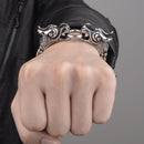 Cool Heavy Stainless Steel Silver Dragon Head Cuff Bangle Men's Bracelet