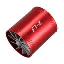 Double Turbine Turbo Charger Air Intake Gas Fuel Saver Fan for Car (red) O1F6