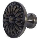 Flower Print Copper Tone Round Metallic Cabinet Door Drawer Pull Knob D3K1