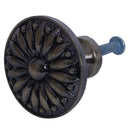 Flower Print Copper Tone Round Metallic Cabinet Door Drawer Pull Knob D3K1