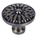 Flower Print Copper Tone Round Metallic Cabinet Door Drawer Pull Knob D3K1