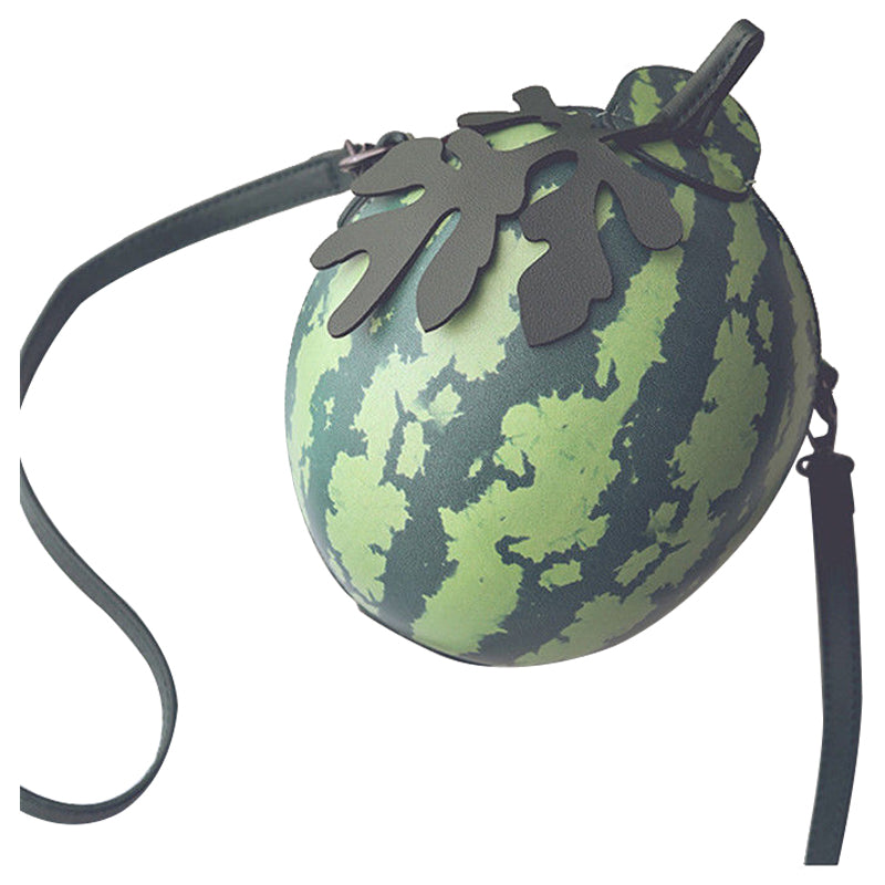 Fruit Green Watermelon Print Round Bag Shoulder Cross Body Cosmetic Makeup  P1I7