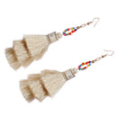 Bohemian Fashion Women Beaded Three layers Tassel Hook Fringe Earrings Part N5M5