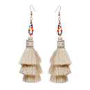 Bohemian Fashion Women Beaded Three layers Tassel Hook Fringe Earrings Part N5M5