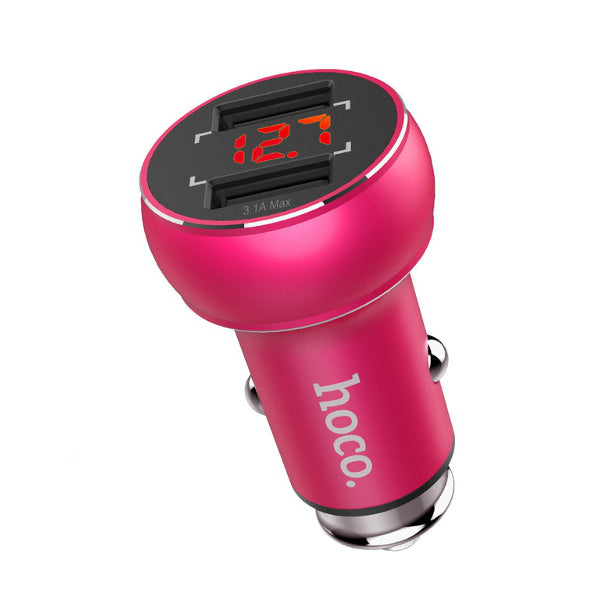 HOCO 3.1A Dual USB Ports Digital Display Fast Car Charger For Mobile Phone Camera Tablet Laptop