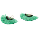 Women Ethnic Bohemian Embroidery Tassel Drop Dangle Earrings Eardrop Green T8L5