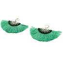 Women Ethnic Bohemian Embroidery Tassel Drop Dangle Earrings Eardrop Green T8L5