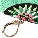 Women Ethnic Bohemian Embroidery Tassel Drop Dangle Earrings Eardrop Green T8L5