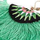 Women Ethnic Bohemian Embroidery Tassel Drop Dangle Earrings Eardrop Green T8L5