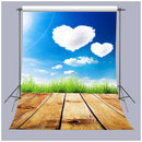 Photo Background 5X7FT Heart Shaped Clouds Wood Floor Photography Backdrops A7S4
