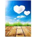 Photo Background 5X7FT Heart Shaped Clouds Wood Floor Photography Backdrops A7S4