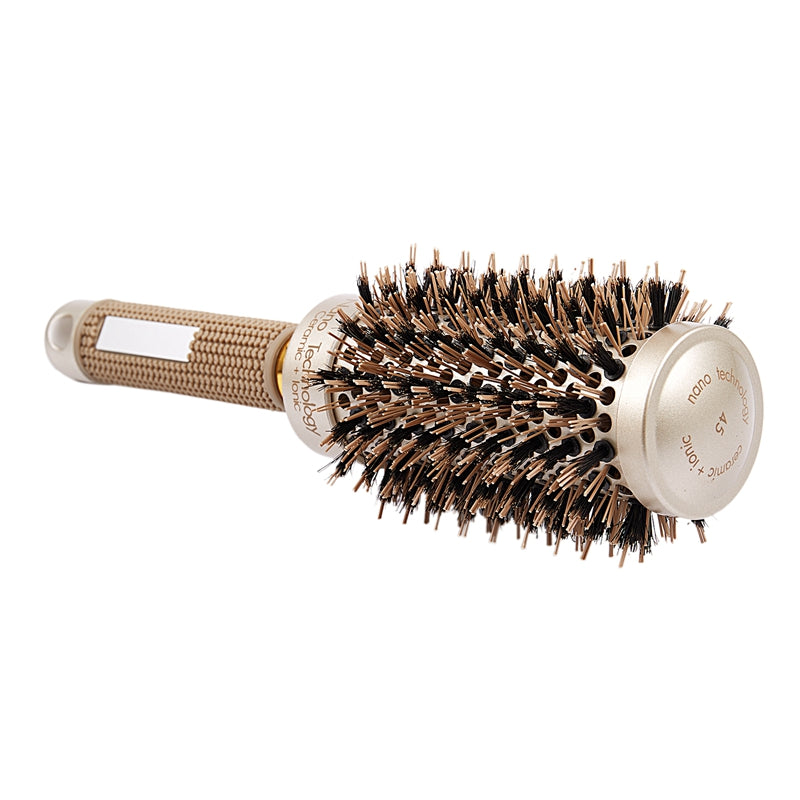 Round Barrel Hair Brush with Simulation Boar Bristle, for Hair Drying, Styl O7R7
