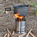 AOTU 1-2 People Outdoor Portable Windproof Cooking Stove Stainless Steel Detachable Wood Burner Furnace Camping Picnic