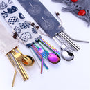 3Pcs/5Pcs Stainless Steel Tableware Set Titanium Colorful Fork Spoon Chopsticks Cutlery Flatware Camping Picnic