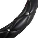 Car Steering Wheel Cover Universal Crystal Crown PU Leather Steering Wheel