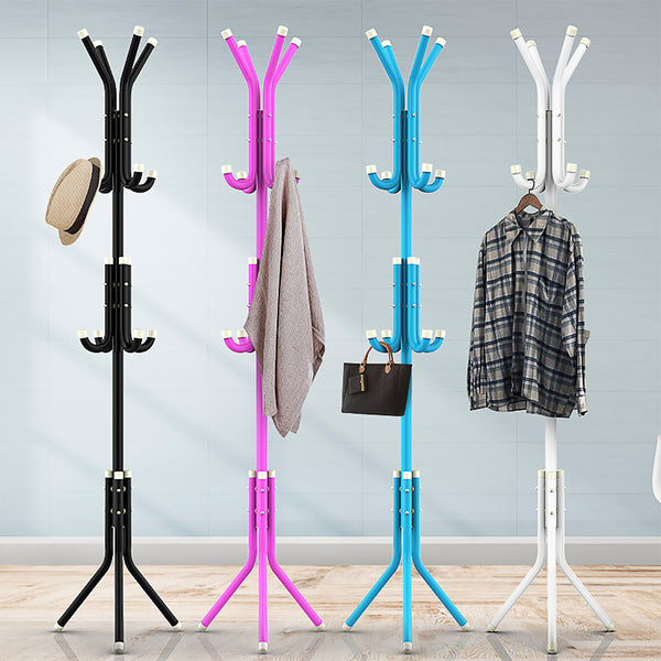 12 Hooks Metal Coat Stand Rack Clothes Hat Storage Hanger Holder Home Tree Entryway