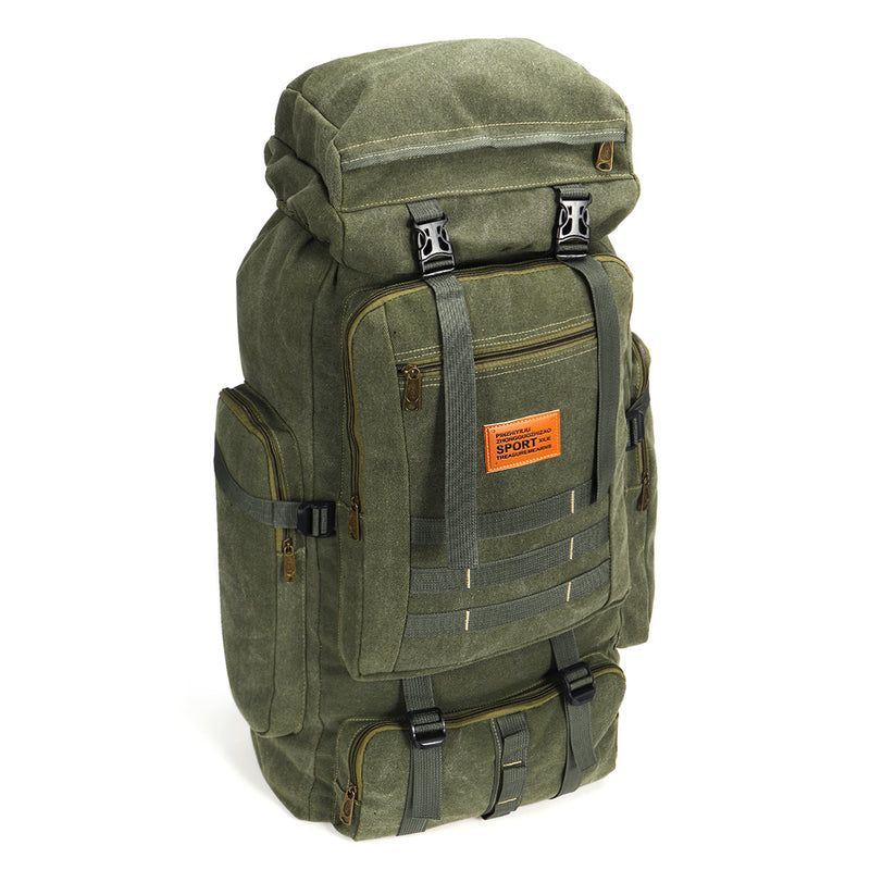 56-75L Canvas Military Rucksacks Outdoor Tactical Backpack Sports Hiking Climbing Camping Bag