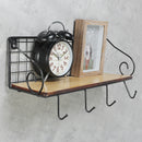 Hanging Wall Mounted Rack Storage Organizer Wood Home Display Storage Baskets w/ Iron Hook