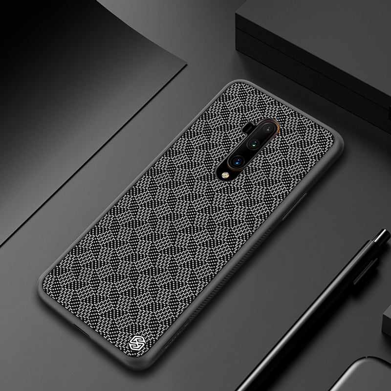 For OnePlus 7T Pro Case NILLKIN Lattice Pattern Double-Layer Carbon Fiber Ultra-thin Anti-Scratch Non-Slip Protective Case