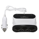 Universal Twin 2 Port USB 12V 24V 3 Way Car Charger Cigarette Socket Lighter LED
