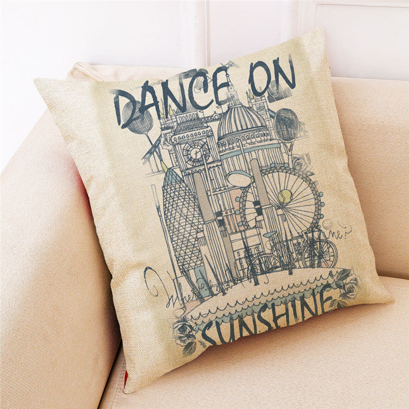 Concise Style Printed Cotton Pillow Case Square Decoration  Cushion Cover