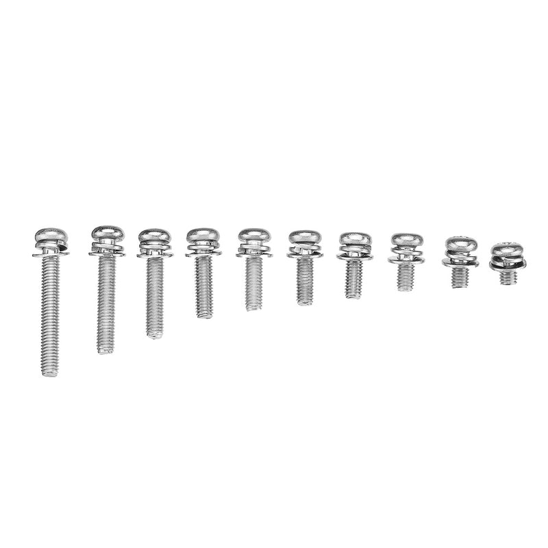 Suleve M5SP1 100Pcs M5 Stainless Steel 8-35mm Phillips Pan Head Machine Screw Washer Bolt Asortment