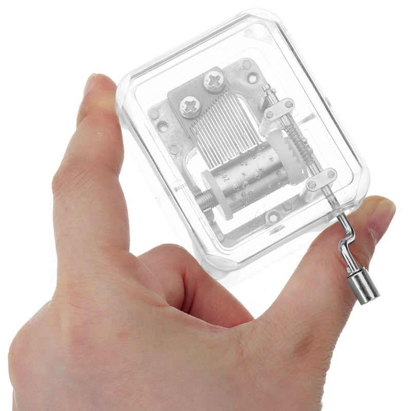 Mrosaa Hand-cranking Mini Transparent Acrylic Music Box Birthday Gift