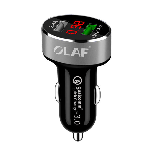 OLAF Car USB Charger Quick Charge 3.0 2.0 Mobile Phone Charger 2 Port USB Fast Car Charger for Samsung Xiaomi Tablet Charger