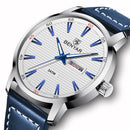 Benyar 5145 Fashion Men Watch Waterproof Automatic Week Display Leather Strap Quartz Watch