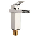Bathroom Waterfall Basin Sink Faucet Square Hot Cold Water Mixer Tap Chrome