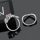 2 Pcs/set Sweet Swan Heart Zirconia Engagement Wedding Ring Unique Gift for Women Girls