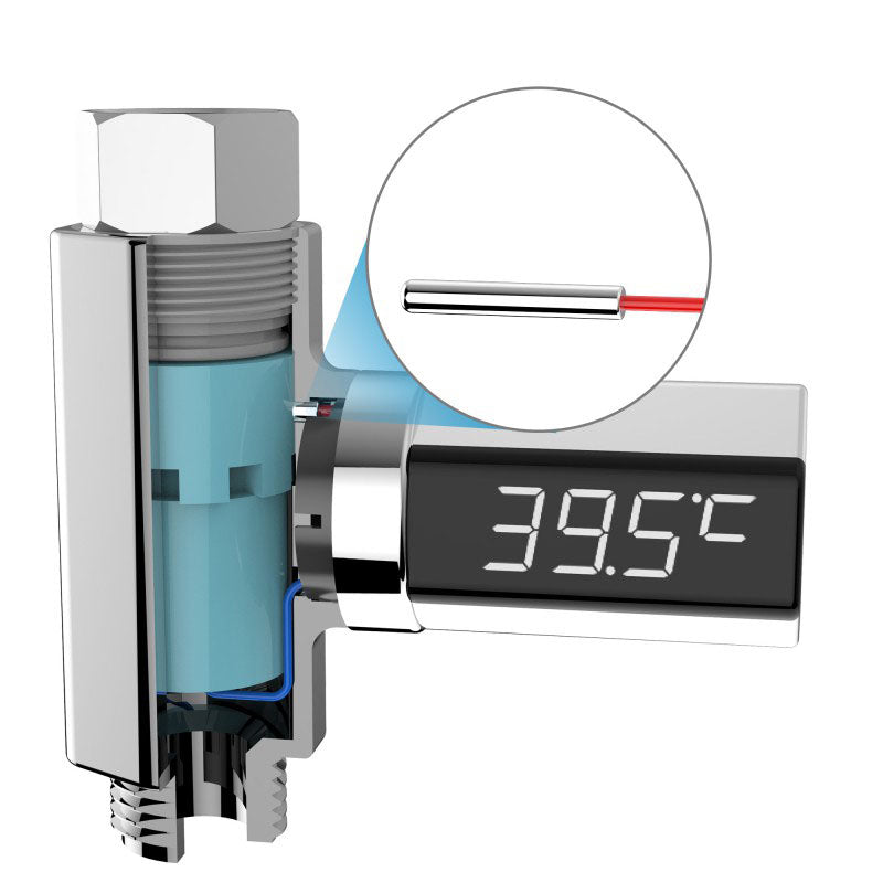 Loskii LW-103 LED Display Celsius Water Temperature Monitor Flow Self-Generating Electricity Water Shower Thermometer Instant Read