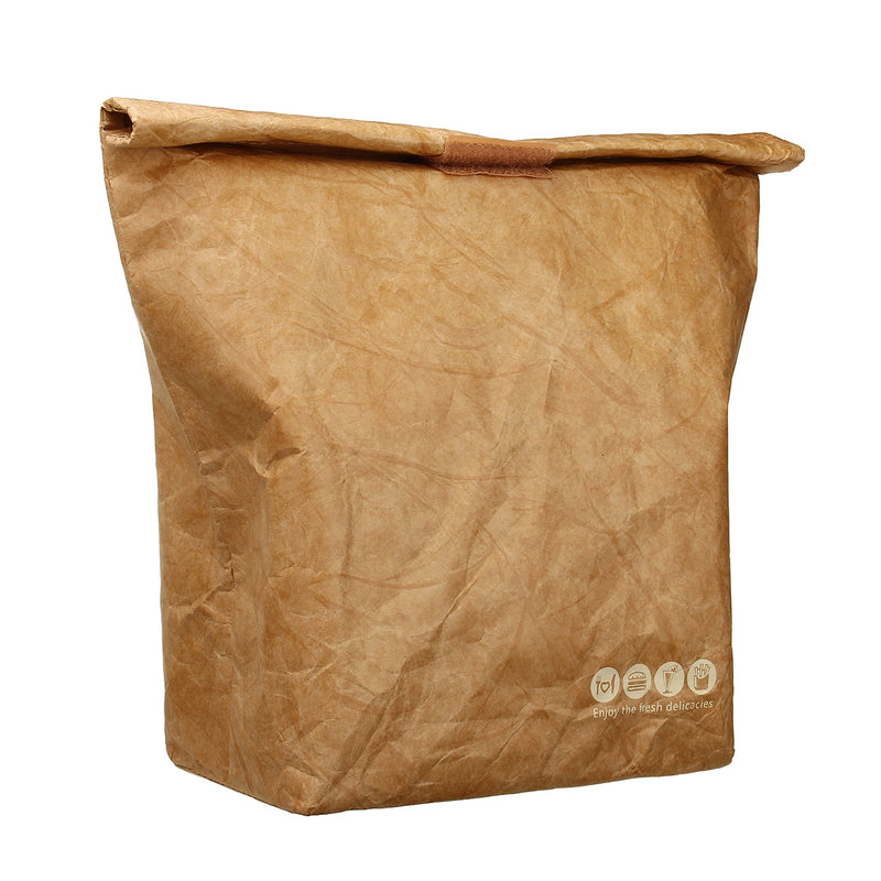 6L Kraft Paper Picnic Lunch Bag Reusable Insulated Thermal Cooler Bag Food Container